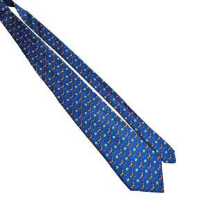 Banana Republic 100% Silk Necktie Holiday Fall Season Deer in Blue 56" Length